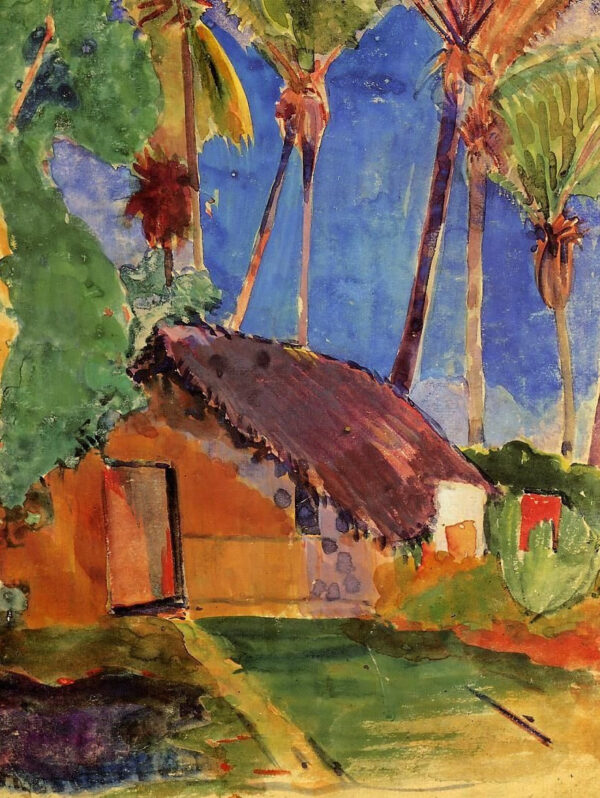 Cabaña de paja bajo las palmeras – Paul Gauguin Paul Gauguin mx.artemisreproduction.com