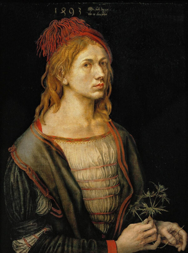 Retrato del artista sosteniendo un cardo – Albrecht Dürer Albrecht Dürer mx.artemisreproduction.com