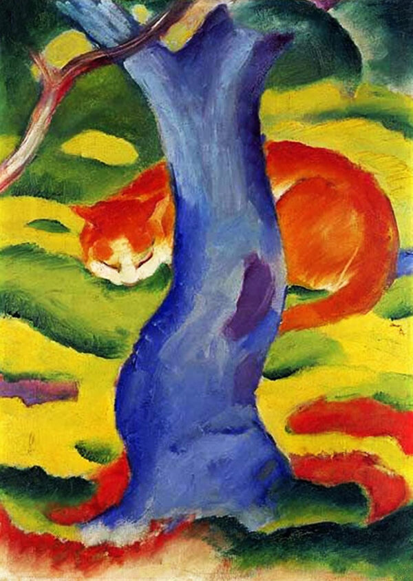 Chat detrás de un árbol – Franz Marc Franz Marc mx.artemisreproduction.com