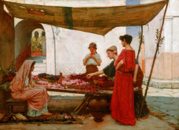 Un Mercado de Flores Griego – John William Waterhouse Cuadros Populares mx.artemisreproduction.com