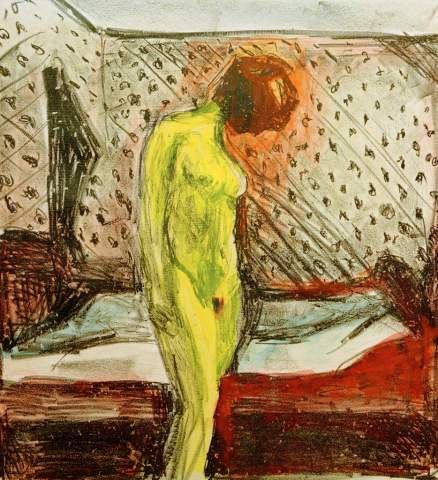 Joven mujer en llanto al lado de su cama – Edvard Munch Edvard Munch mx.artemisreproduction.com