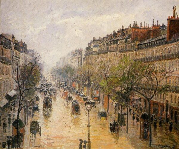 Boulevard Montmartre, lluvia de primavera – Camille Pissarro Camille Pissarro mx.artemisreproduction.com