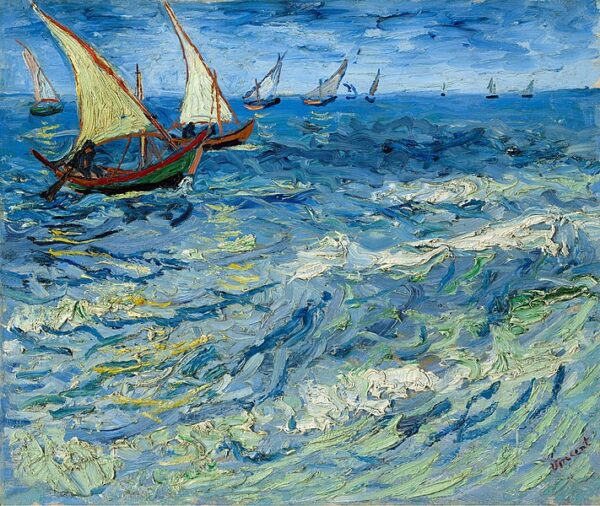 Paisaje marino en Saintes-Maries (vista de la Mediterráneo) – Van Gogh Vincent Van Gogh mx.artemisreproduction.com