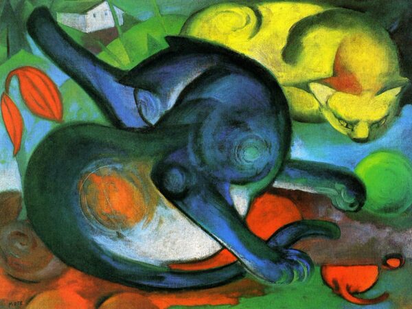 Dos gatos, azul y amarillo – Franz Marc Franz Marc mx.artemisreproduction.com