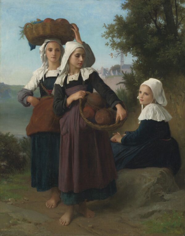 Chicas jóvenes de Fouesnant regresando del mercado – William Bouguereau William Bouguereau mx.artemisreproduction.com