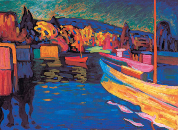 Paisaje de otoño con barcos – Vassily Kandinsky Vasili Kandinski mx.artemisreproduction.com