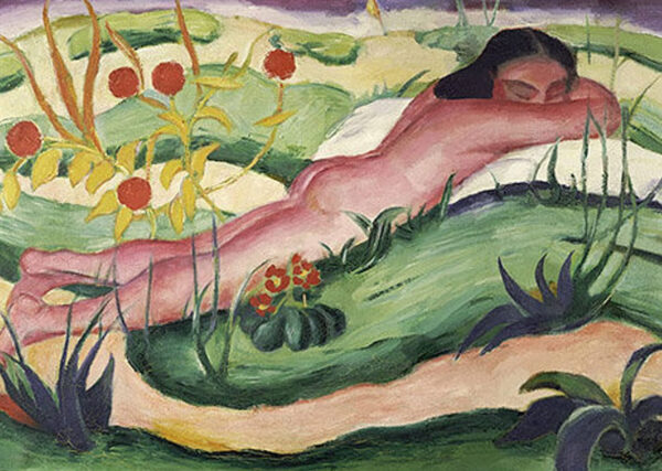 Nu acostado entre las flores – Franz Marc Franz Marc mx.artemisreproduction.com