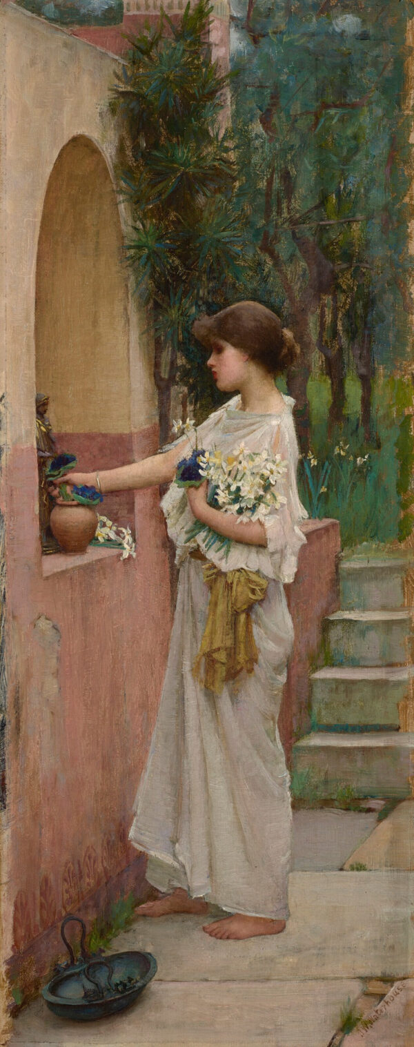 Una Ofrenda Romana – John William Waterhouse Cuadros Populares mx.artemisreproduction.com