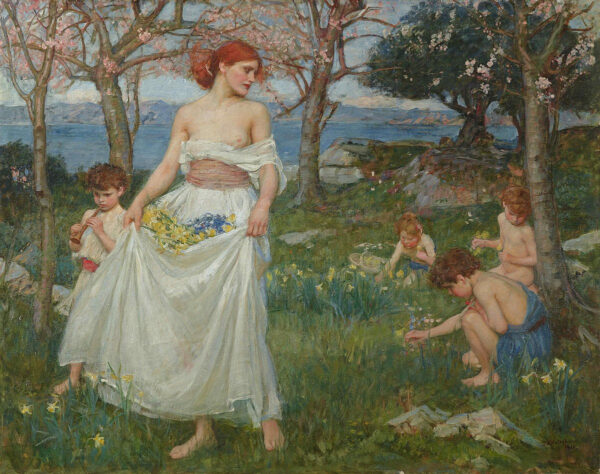 Una Canción de Primavera – John William Waterhouse Cuadros Populares mx.artemisreproduction.com