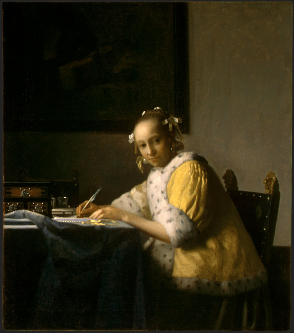 Joven mujer escribiendo una carta – Johannes Vermeer Johannes Vermeer mx.artemisreproduction.com