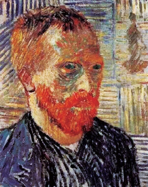 Autorretrato con una estampa japonesa – Van Gogh Serie de autorretratos de Vincent van Gogh mx.artemisreproduction.com