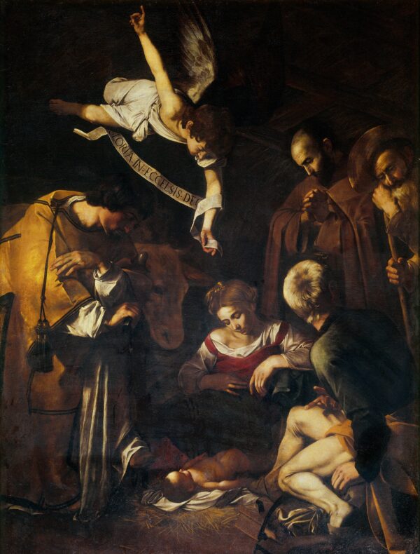 La Natividad con san Francisco y san Lorenzo – Caravaggio Caravaggio mx.artemisreproduction.com