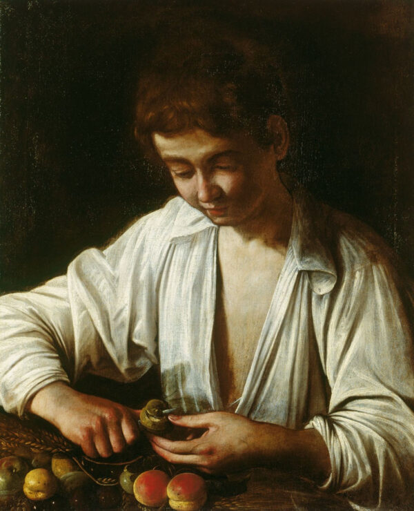 Chico pelando una fruta c.1593 – Caravaggio Caravaggio mx.artemisreproduction.com