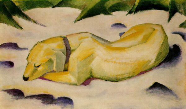 Perro acostado en la nieve – Franz Marc Franz Marc mx.artemisreproduction.com