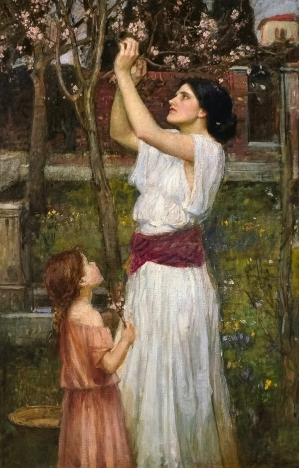 Reuniendo flores de almendro – John William Waterhouse John William Waterhouse mx.artemisreproduction.com