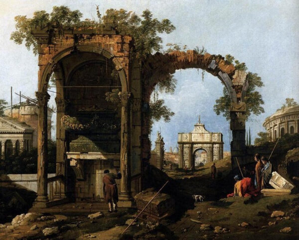 Capricho con ruinas y edificios clásicos, hacia 1760 (óleo sobre lienzo) – Giovanni Antonio Canal Giovanni Antonio Canal mx.artemisreproduction.com