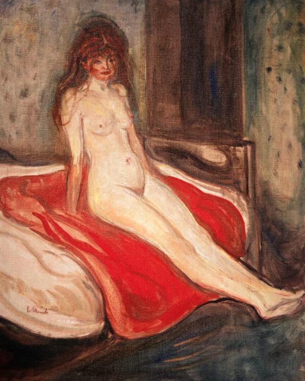 Chica sobre un tejido rojo – Edvard Munch Edvard Munch mx.artemisreproduction.com