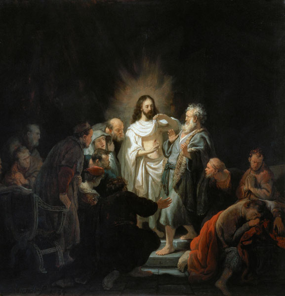 El Jesús resucitado muestra al apóstol Tomás sus heridas – Rembrandt van Rijn Rembrandt van Rijn mx.artemisreproduction.com