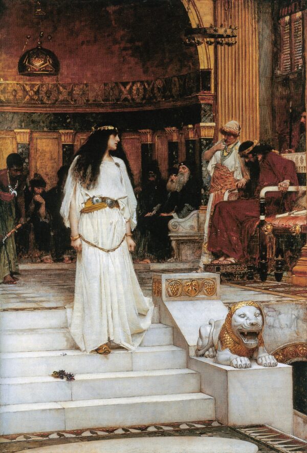 Mariamne abandonando el tribunal de juicio de Herodes – John William Waterhouse John William Waterhouse mx.artemisreproduction.com