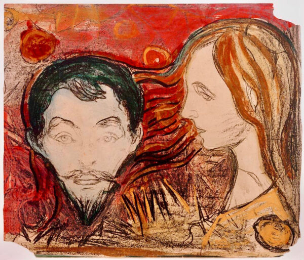 Cabeza de hombre en el cabello de una mujer – Edvard Munch Edvard Munch mx.artemisreproduction.com