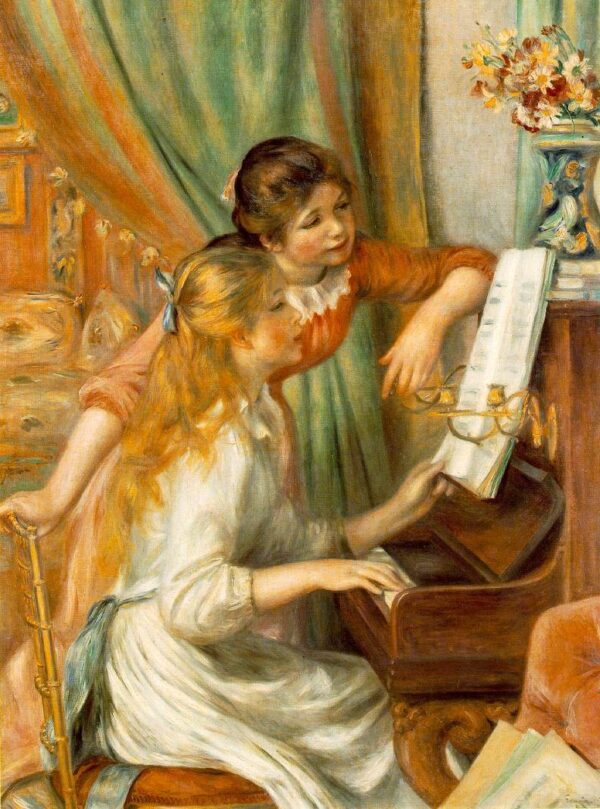 Chicas jóvenes al piano 1892 – Pierre-Auguste Renoir Cuadros Populares mx.artemisreproduction.com