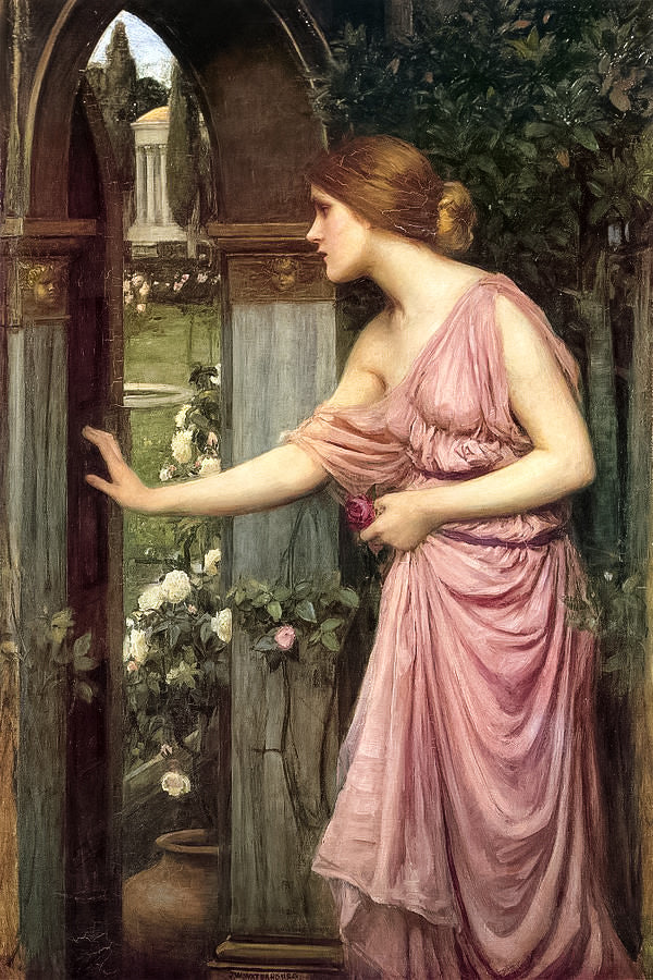 Psique entrando al jardín de Cupido – John William Waterhouse John William Waterhouse mx.artemisreproduction.com