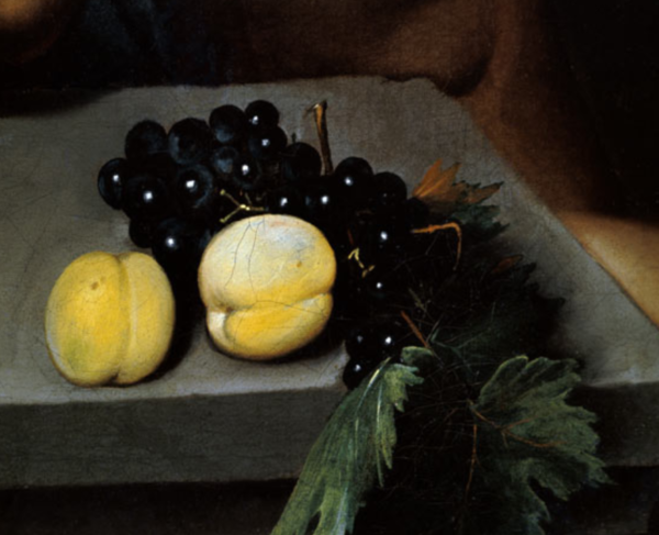 El Bacchus enfermo, detalle de los duraznos y las uvas – Caravaggio Caravaggio mx.artemisreproduction.com