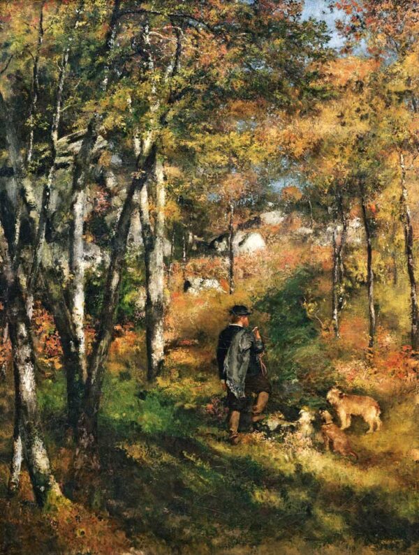 El pintor Jules Le Coeur y sus perros en el bosque de Fontainebleau – Pierre-Auguste Renoir Pierre-Auguste Renoir mx.artemisreproduction.com