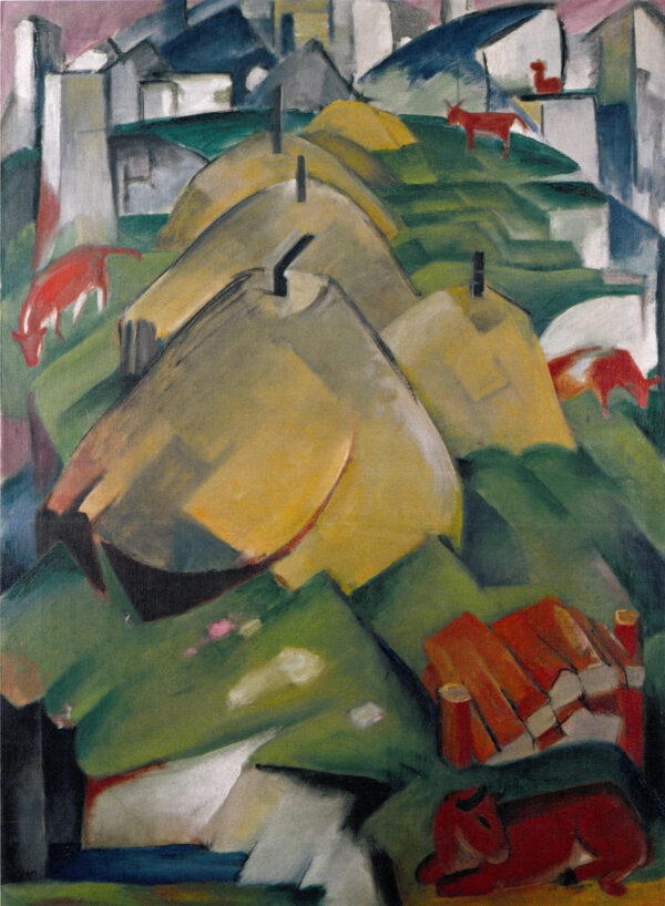 Escena alpina con montones de heno – Franz Marc Franz Marc mx.artemisreproduction.com