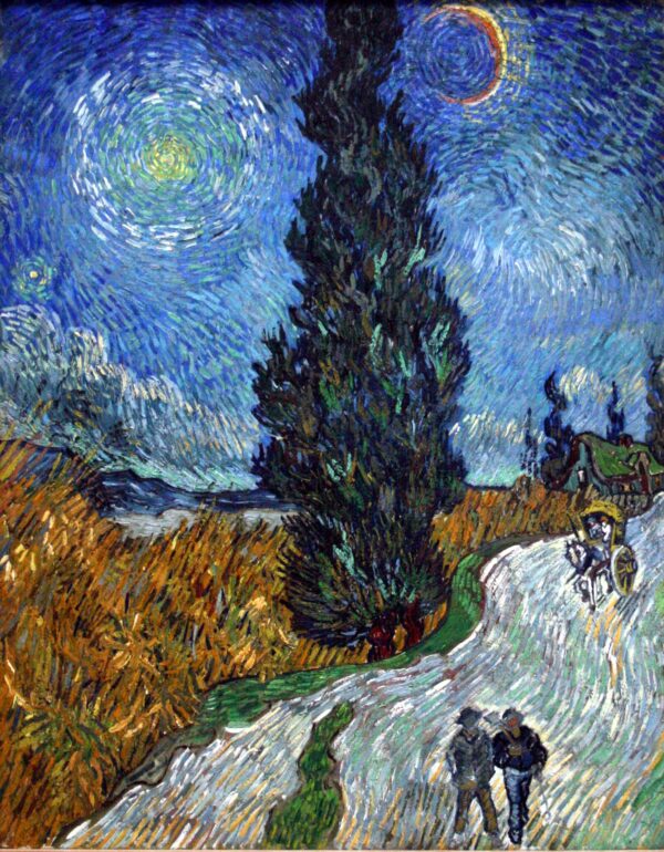 Ruta con un ciprés y una estrella – Van Gogh Cuadros Populares mx.artemisreproduction.com