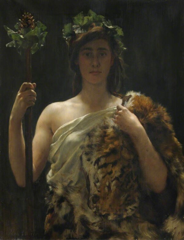 Joven niña envuelta en piel de tigre (una vez se dijo que era Baco) – John Collier John Collier mx.artemisreproduction.com