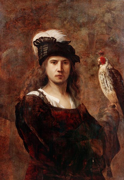 Un halconero, de pie a media altura, con un sombrero de plumas – Rembrandt van Rijn Rembrandt van Rijn mx.artemisreproduction.com