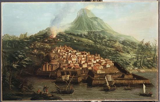 Una isla volcánica con un puerto y barcos – Giovanni Antonio Canal Giovanni Antonio Canal mx.artemisreproduction.com