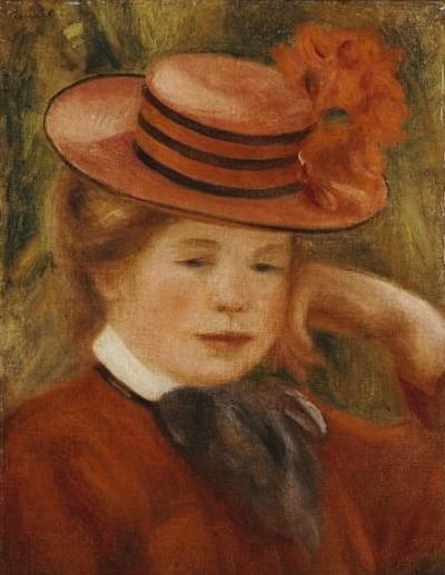 Una joven con un sombrero rojo – Pierre-Auguste Renoir Pierre-Auguste Renoir mx.artemisreproduction.com