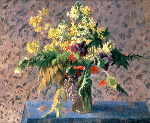 Bote de flores con capullos de amapolas e iris – Camille Pissarro Camille Pissarro mx.artemisreproduction.com