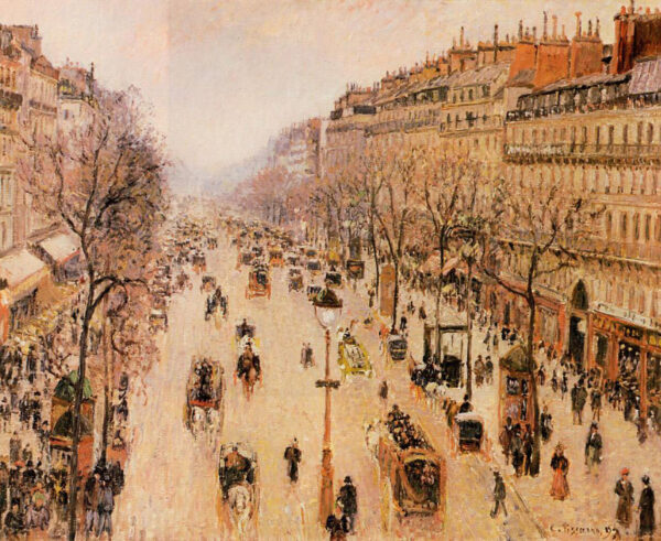 Boulevard Montmartre por la mañana, tiempo gris – Camille Pissarro Camille Pissarro mx.artemisreproduction.com