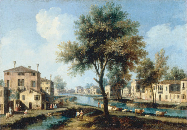 Vista de un pueblo sobre la Brenta – Giovanni Antonio Canal Giovanni Antonio Canal mx.artemisreproduction.com