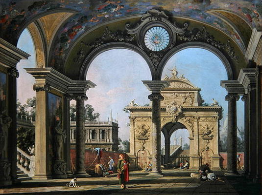 Capricho de un arco de triunfo visto a través de una bóveda ornamentada, hacia 1750 – Giovanni Antonio Canal Giovanni Antonio Canal mx.artemisreproduction.com