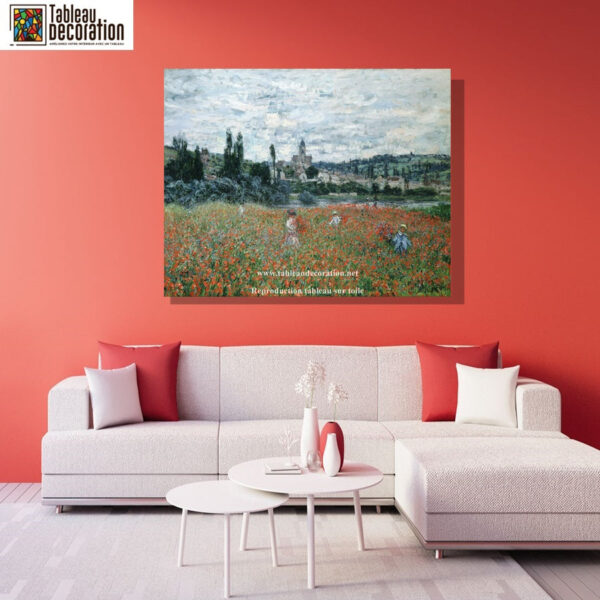 Campo de amapolas cerca de Vétheuil – Cuadro de Monet Claude Monet mx.artemisreproduction.com 4