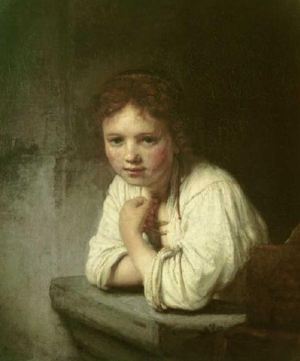 Chica apoyada en el alféizar de una ventana – Rembrandt van Rijn Rembrandt van Rijn mx.artemisreproduction.com