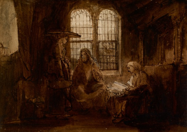 El Cristo conversando con Marta y María – Rembrandt van Rijn Rembrandt van Rijn mx.artemisreproduction.com