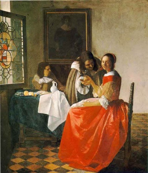 La joven con el vaso de vino – Johannes Vermeer Cuadros Populares mx.artemisreproduction.com