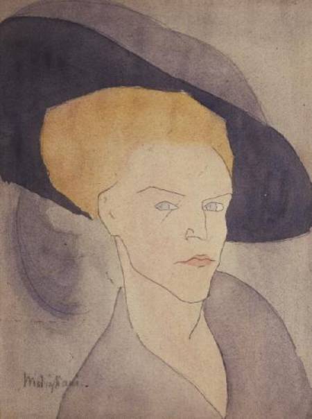 Cabeza de una mujer con sombrero – Amadeo Modigliani mx.artemisreproduction.com