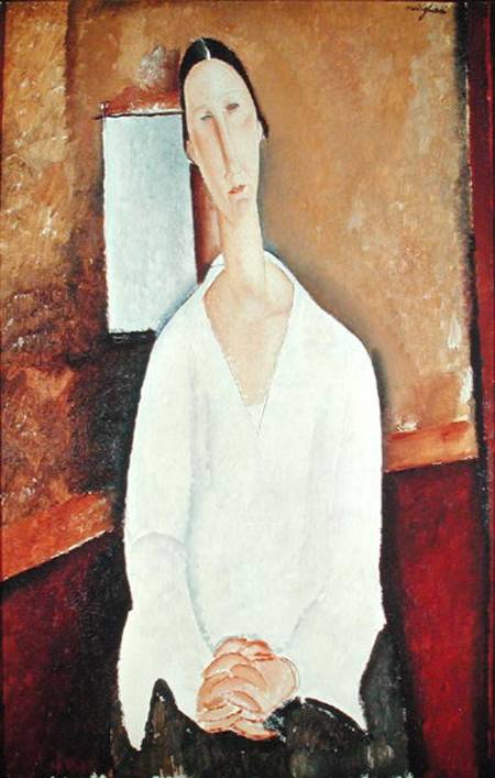 Madame Zborowska con las manos juntas – Amadeo Modigliani mx.artemisreproduction.com