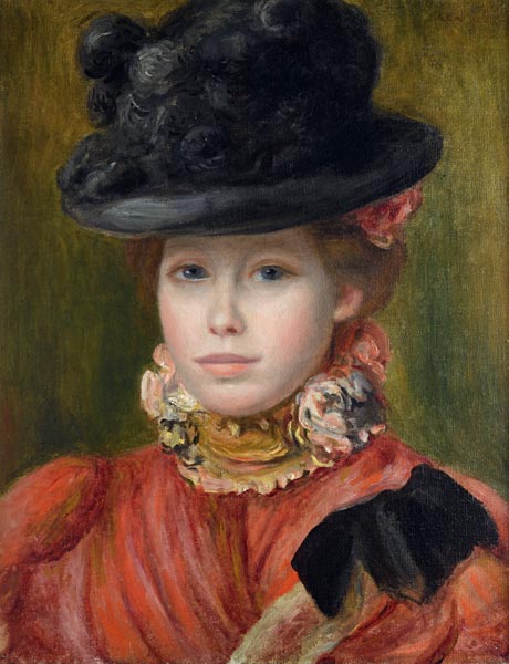 Chica con sombrero negro y flores rojas – Pierre-Auguste Renoir Pierre-Auguste Renoir mx.artemisreproduction.com