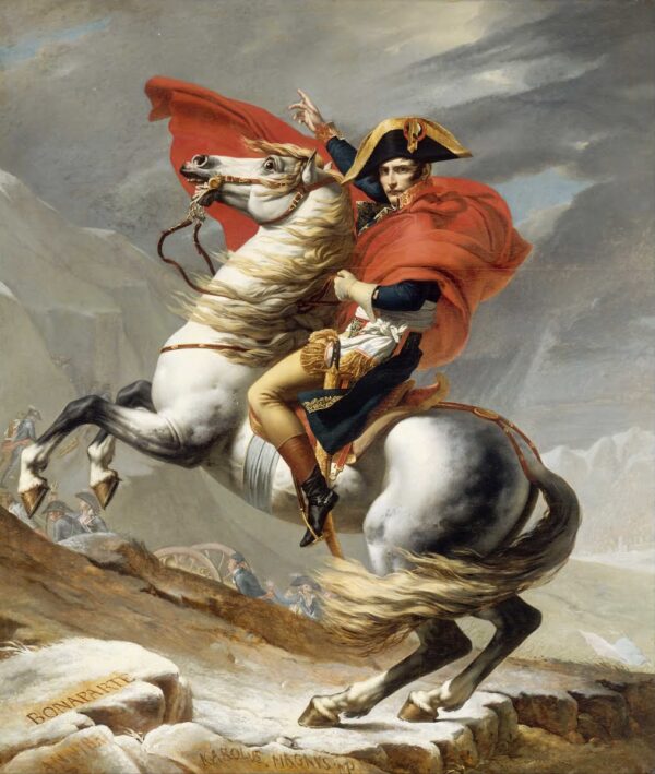 Bonaparte cruza el paso del Gran San Bernardo – Jacques-Louis David Cuadros Populares mx.artemisreproduction.com