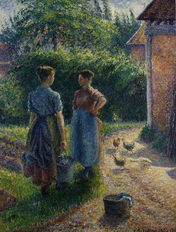 Campesinas discutiendo en la granja, Eragny – Camille Pissarro Camille Pissarro mx.artemisreproduction.com