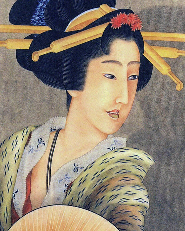 Hokusai retrato de una mujer sosteniendo un abanico – Katsushika Hokusai Katsushika Hokusai mx.artemisreproduction.com