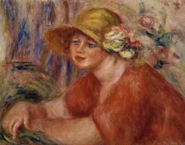 Retrato de una mujer con un sombrero decorado con flores – Pierre-Auguste Renoir Pierre-Auguste Renoir mx.artemisreproduction.com