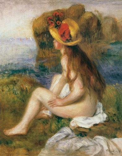 Baigneuse sentada con un sombrero de paja – Pierre-Auguste Renoir Pierre-Auguste Renoir mx.artemisreproduction.com